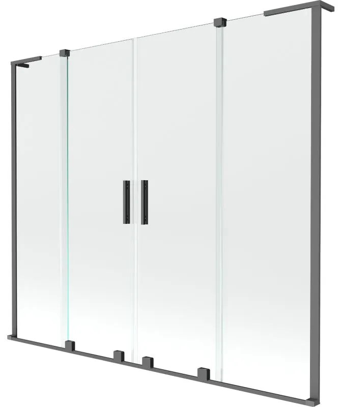 Mexen Velar L Duo, 2-krídlová posuvná vaňová zástena 200 x 150 cm, 8mm číre sklo, grafitová, 896-200-003-02-95
