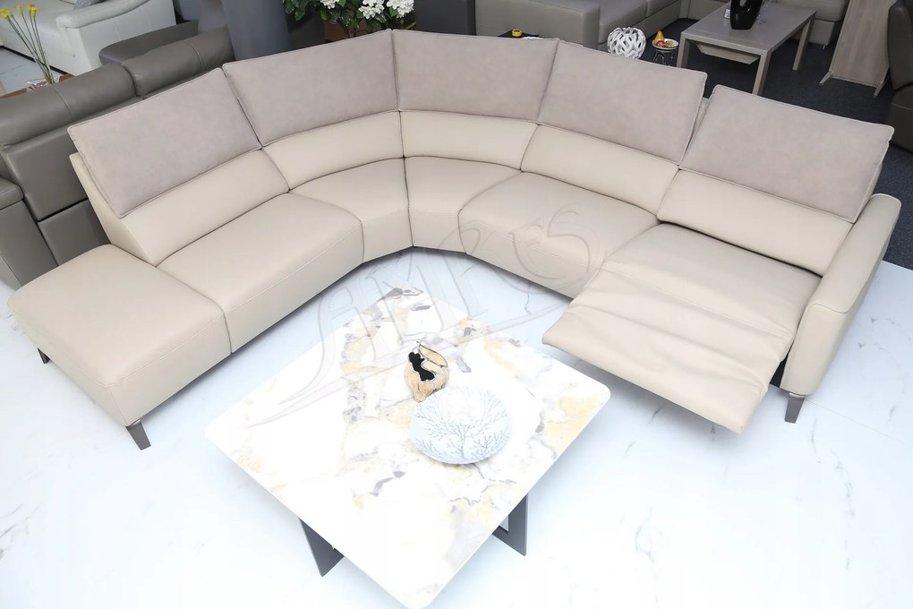 žiadna značka Moderný rohový gauč ALESSIA - prírodná koža + Relax
