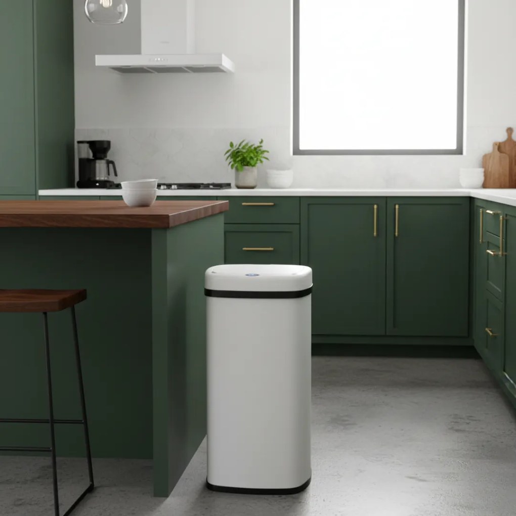 Senzorový odpadkový kôš DEUS, 58 litrov, biela Jurhan