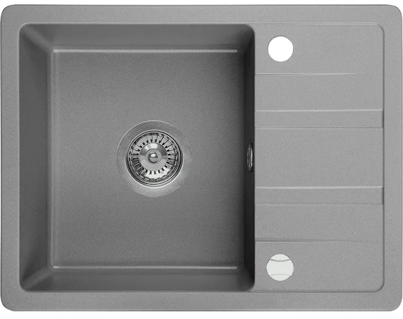 Laveo Stella, 1-komorový granitový drez 580x440x163 mm s krátkym odkvapávačom, šedá, LAV-SBY_513T