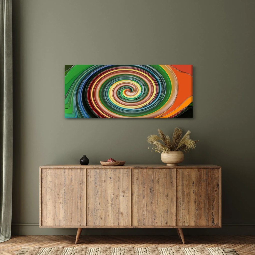 Abstraktný obraz - farebná špirála (120x50 cm)