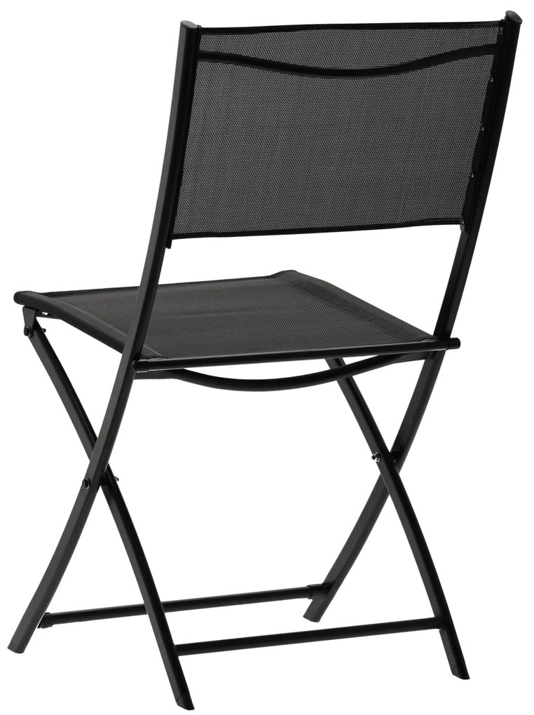 Balkónový set: 2 Skladacie stoličky a okrúhly stolík - čierny
