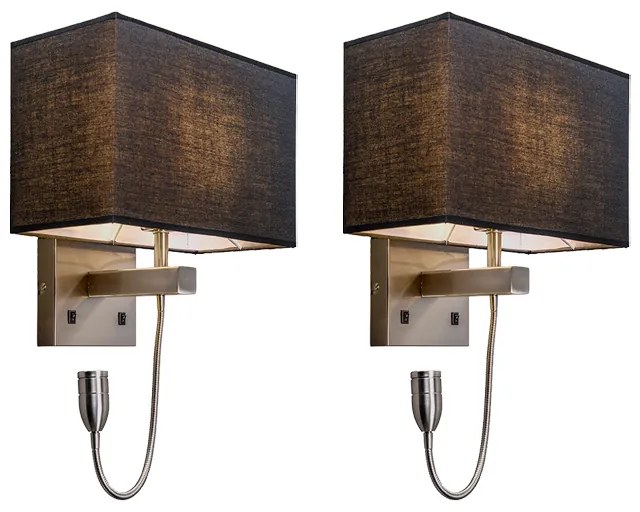 Sada 2 nástenných svietidiel z ocele s tienidlom