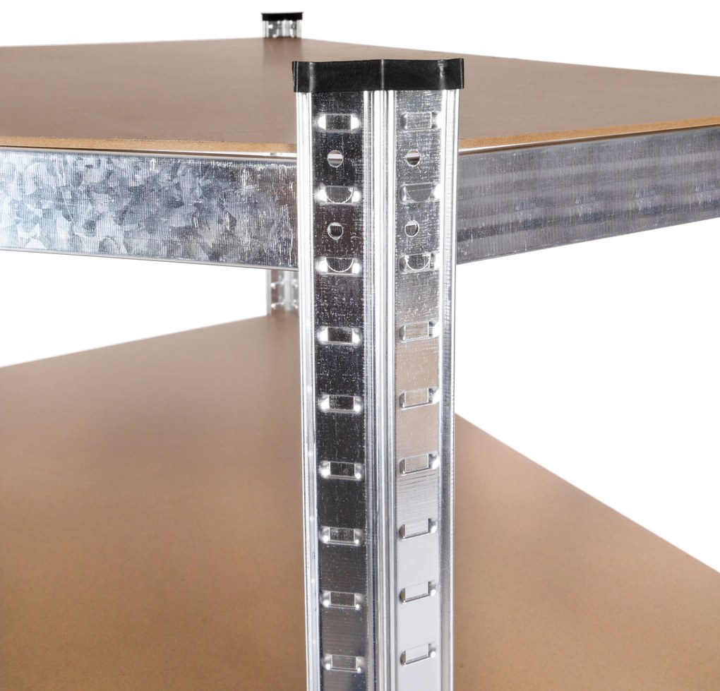 ModernHome Rohový úložný regál 180x90x40 cm - 5 políc, pozinkovaná oceľ, 875 kg ModernHome