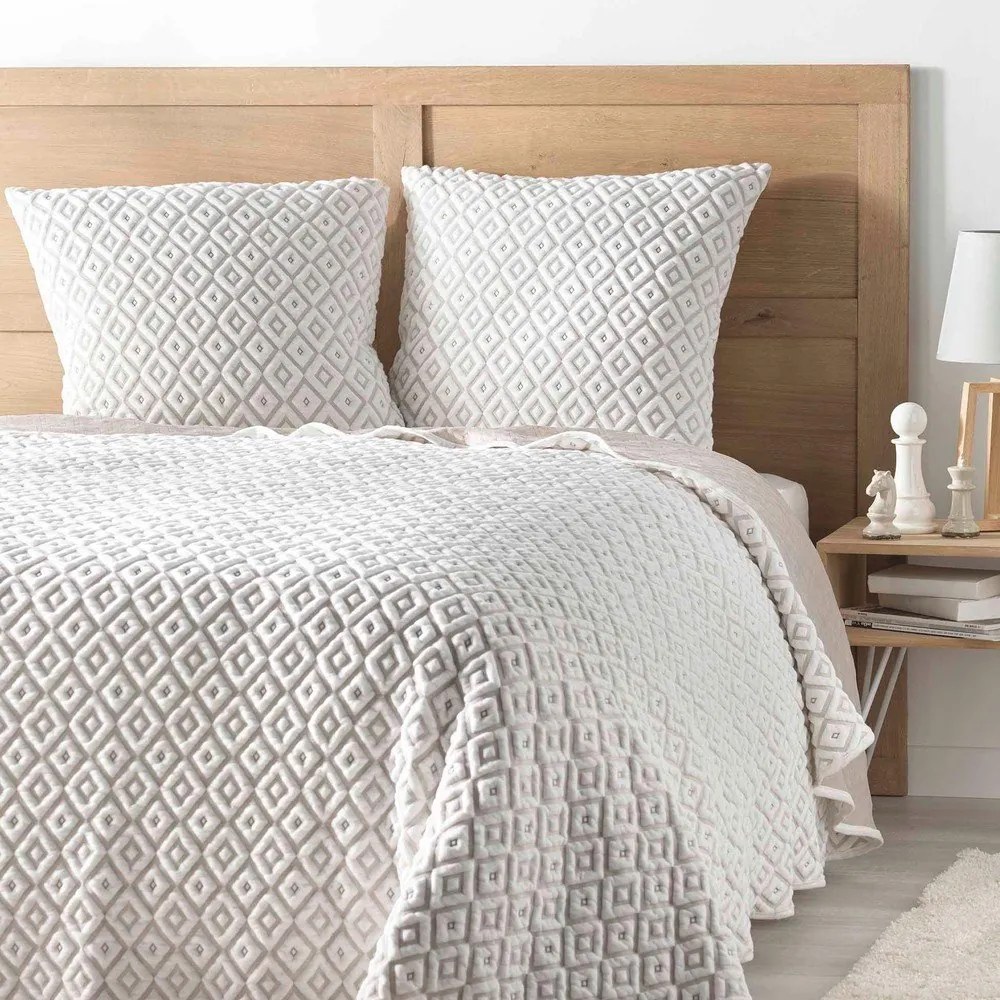 Biela/béžová súprava prikrývky a obliečky na vankúš jersey 240x260 cm Joana – douceur d'intérieur