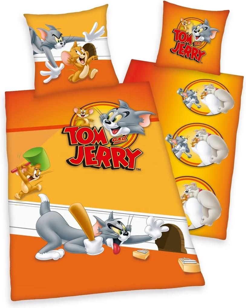 Herding Detské bavlnené obliečky Tom a Jerry, 135 x 200 cm, 80 x 80 cm