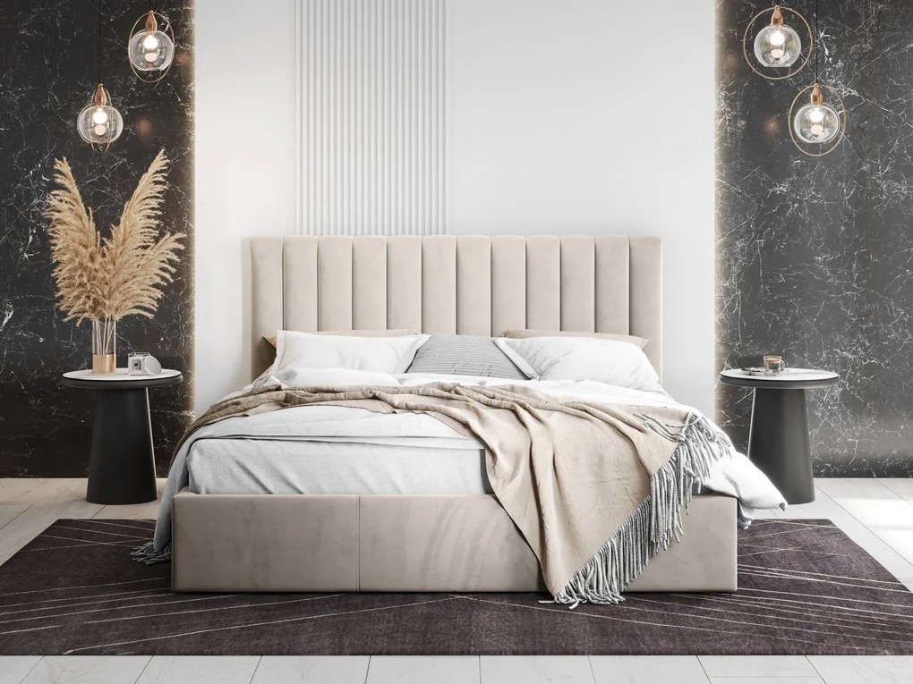 Čalúnená manželská posteľ Nowerins, Dostupné poťahy: Fresh 32, Rozmer postele: 160x200