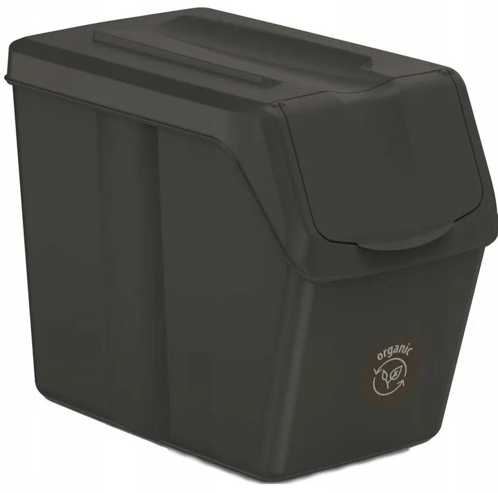 Odpadkové koše na triedený odpad, 4ks x 20l SORTIBOX SLIM - čierne