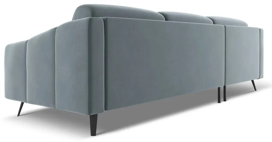 Svetlomodrá zamatová rohová pohovka (ľavý roh) Nalu – Makamii