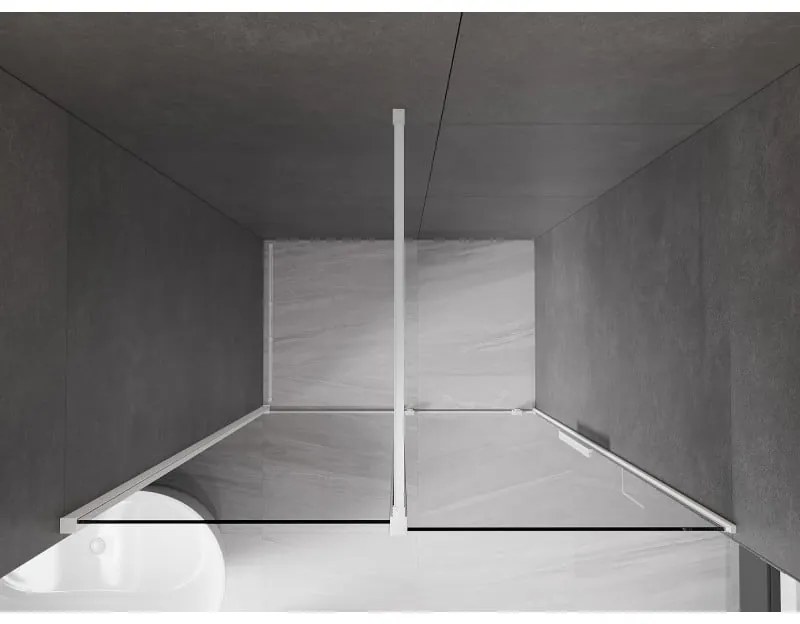 Mexen Velar, posuvné sprchové dvere do otvoru 150 cm, 8mm šedé sklo, biela matná, 871-150-000-41-20