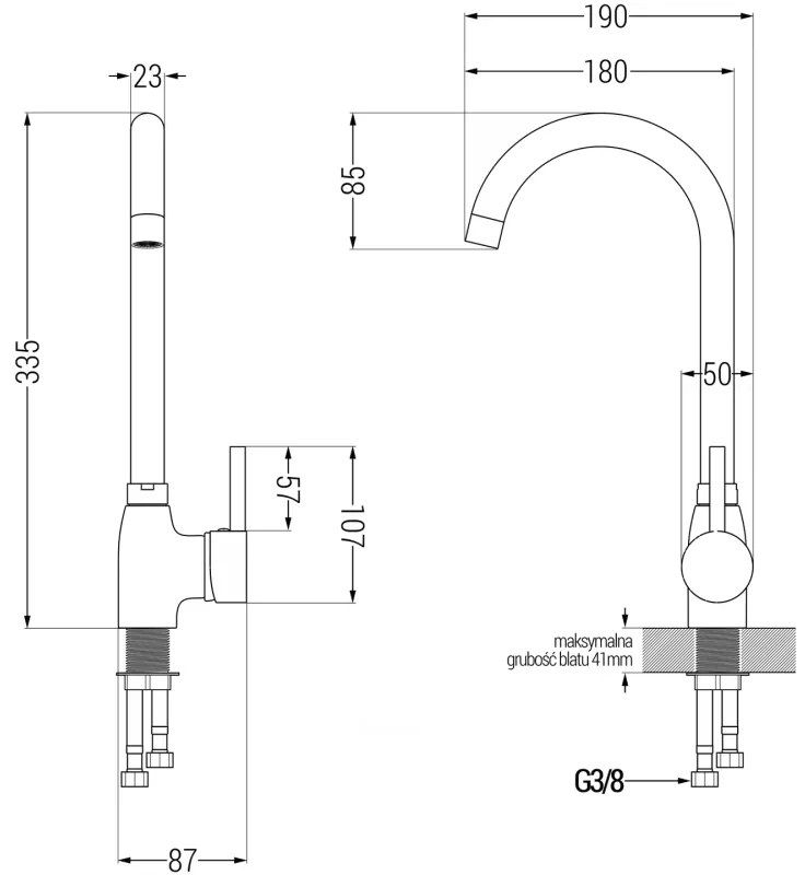 Mexen Tomas, granitový drez 800x500x190 mm, 2-komorový a čierna batéria Telma, čierna-strieborná metalíza, 6516-73-670200-70-B