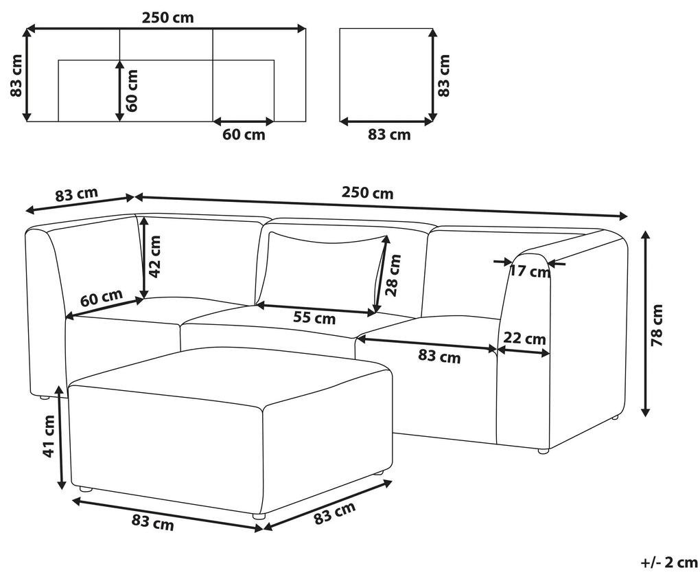 3-miestna modulárna pohovka s taburetkou menčestrová sivobéžová LEMVIG Beliani