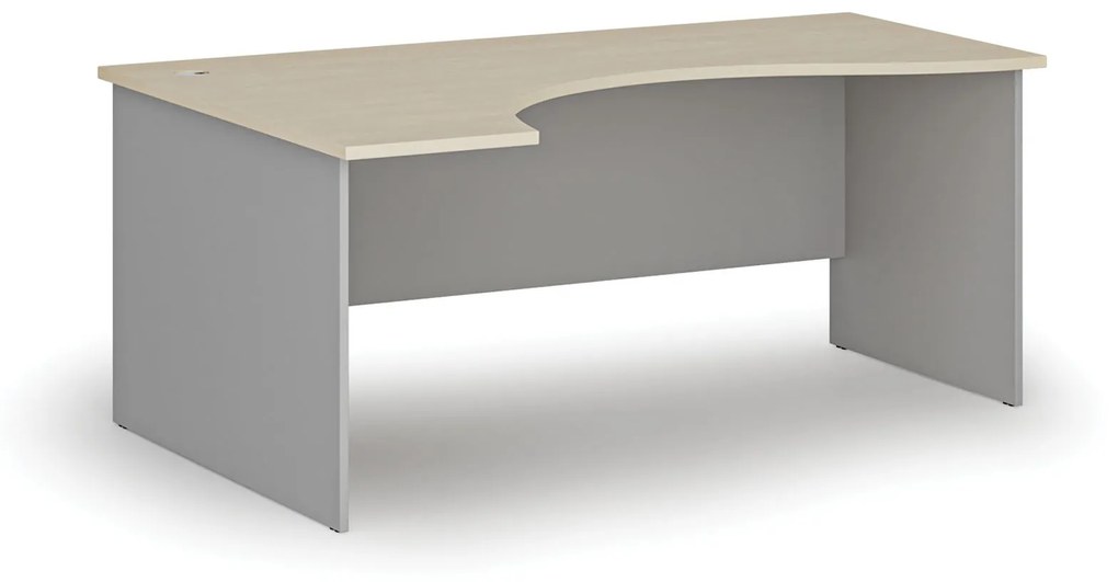 Ergonomický kancelársky pracovný stôl PRIMO GRAY, 1800 x 1200 mm, ľavý, sivá/breza