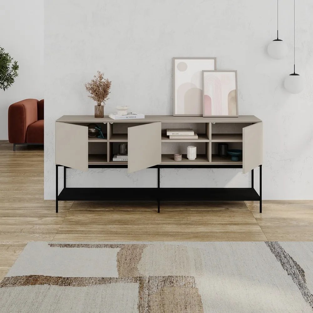 Čierno-krémová komoda 180x80x40 cm Amira – Marckeric