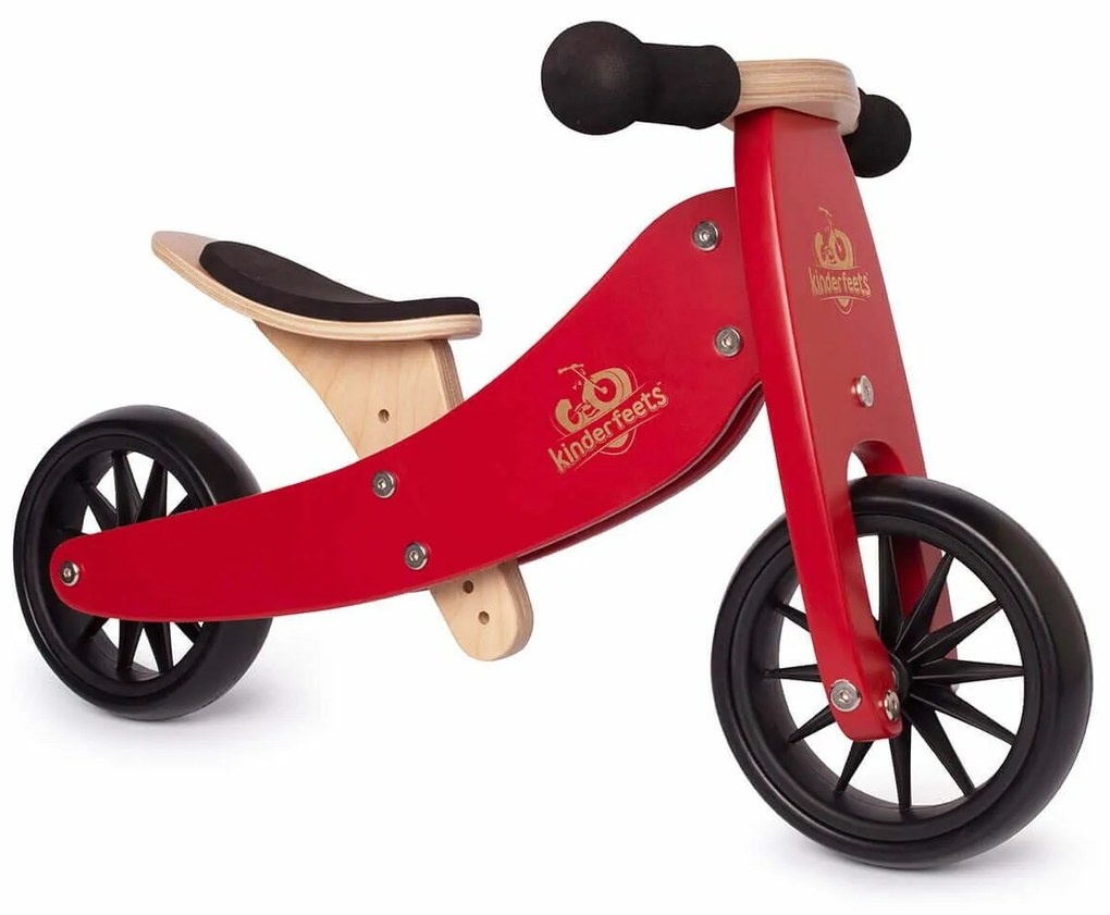 Kinderfeets® Drevený balančný bicykel Tiny Tot 2v1 červená