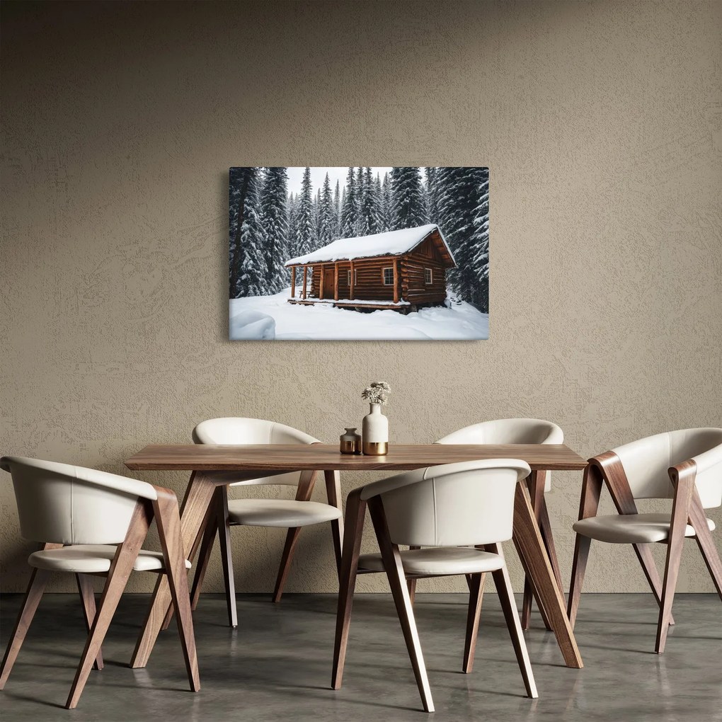 Obraz - Zasnežená chata (90x60 cm)