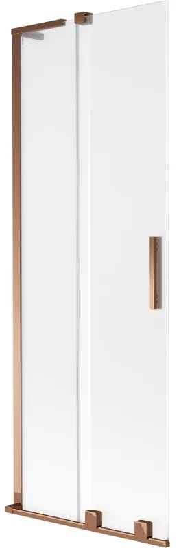 Mexen Velar L, 2-krídlová posuvná vaňová zástena 75 x 150 cm, 8mm sklo námraza, ružové zlato, 896-075-003-31-60