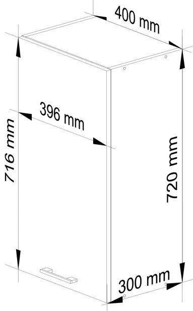 Horná kuchynská skrinka OLIWIA W 40 H720 biela / metalická, lesk