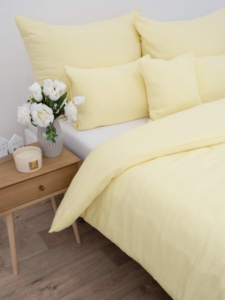 Predĺžené mušelínové obliečky – Alexia pastelovo žltá