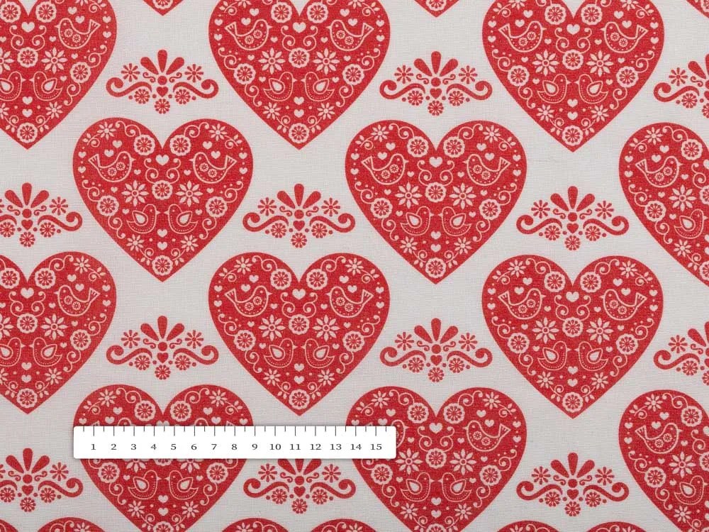 Biante Dekoračný obdĺžnikový obrus PML-094 Červené srdcia na bielom 140x220 cm