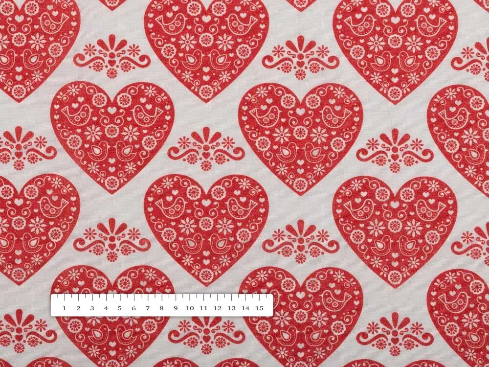 Biante Dekoračný štvorcový obrus PML-094 Červené srdcia na bielom 130x130 cm