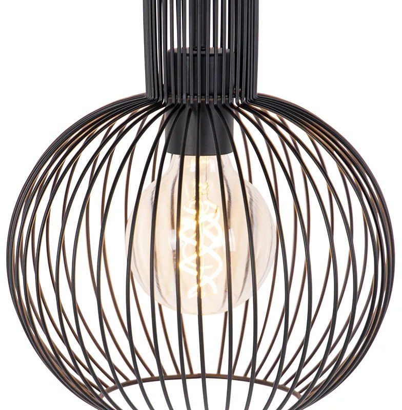 Dizajnové závesné svietidlo čierne - Wire Whisk