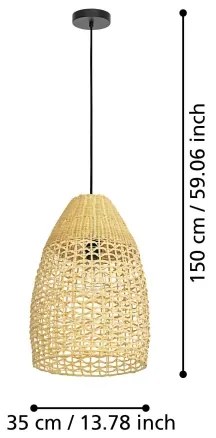 Eglo 390237 - Luster na lanku SAMBUCONA 1xE27/40W/230V pr. 35 cm bambus