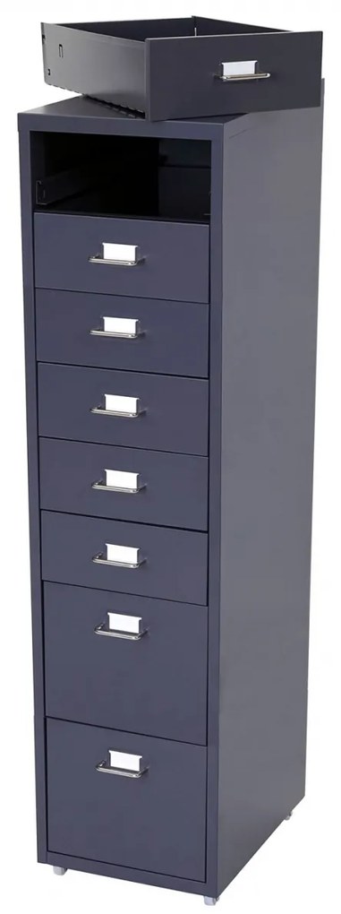 Zásuvková skrinka Boston T851 - 110x28x41cm, 8 zásuviek - tmavo sivá