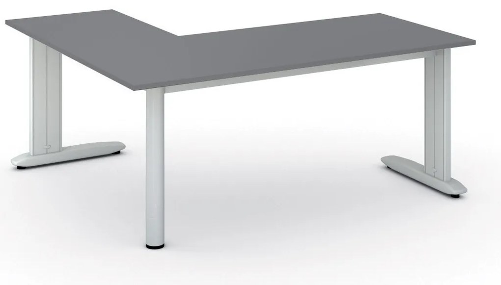 Rohový kancelársky písací stôl PRIMO FLEXIBLE, 180x160 cm, grafit