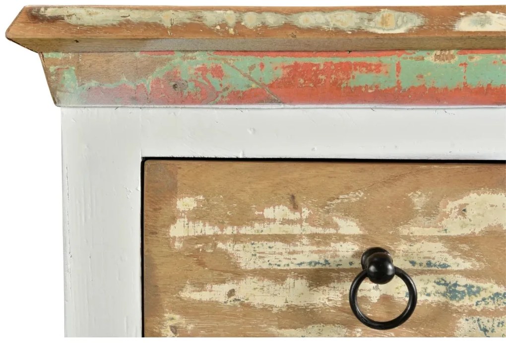 furniture-nabytek.cz - Masívna komoda Perth z recyklovaného dreva, lakovaná, biela/farbistá – 80×42×110 cm