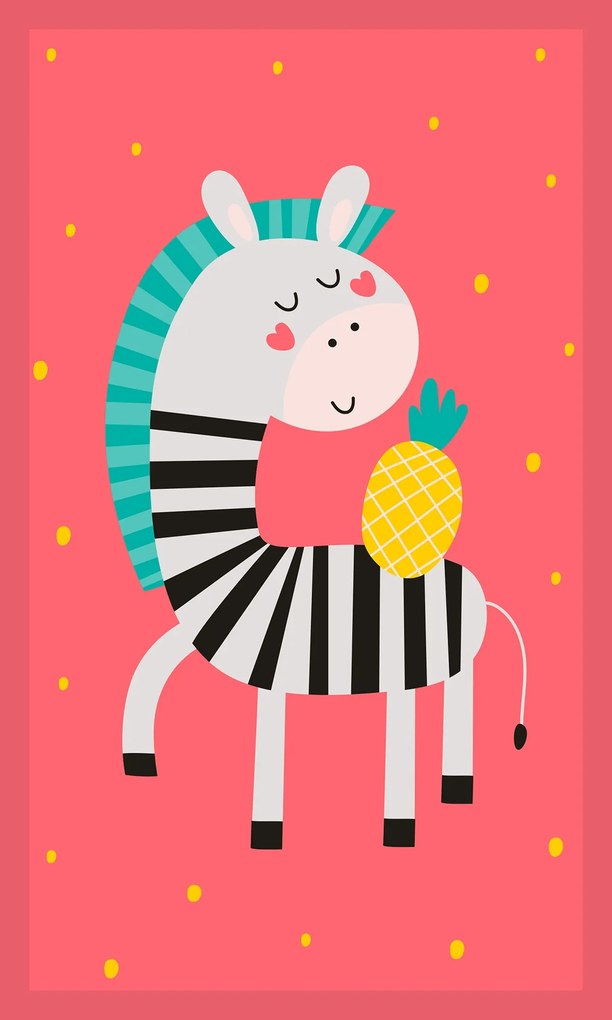 Detský bavlnený uterák KIDS Zebra 30x50 cm ružový