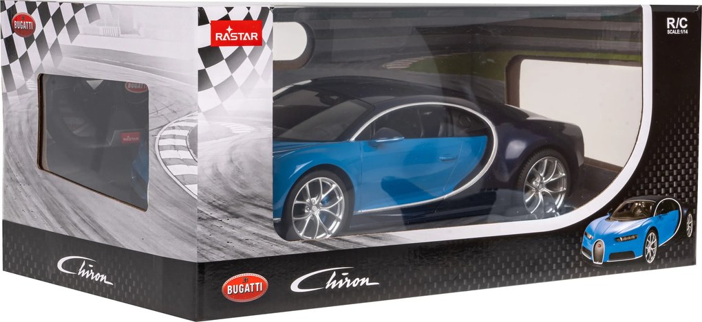 Bugatti Chiron modrý RASTAR model 1:14 Auto na diaľkové ovládanie + LED svetlá + 2,4 GHz diaľkové ovládanie