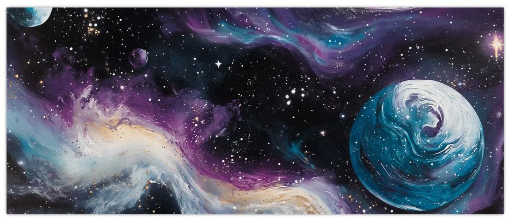 Obraz - Maľovaný vesmír (120x50 cm)