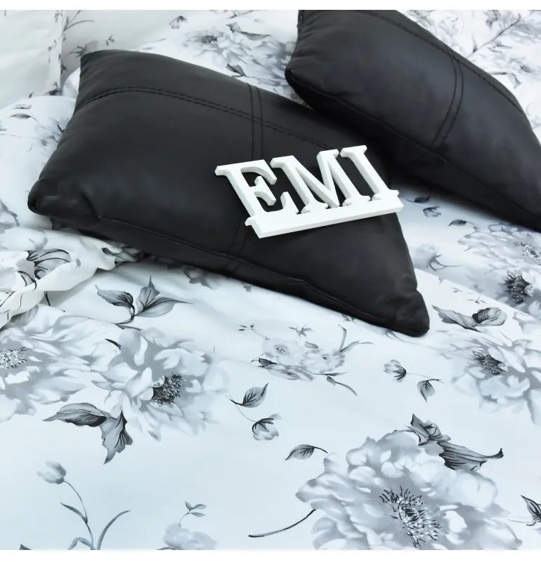 Obliečky Symphony satén sivo-biele EMI, Štandardný set jednolôžko obsahuje 1x 140x200 + 1x 70x90