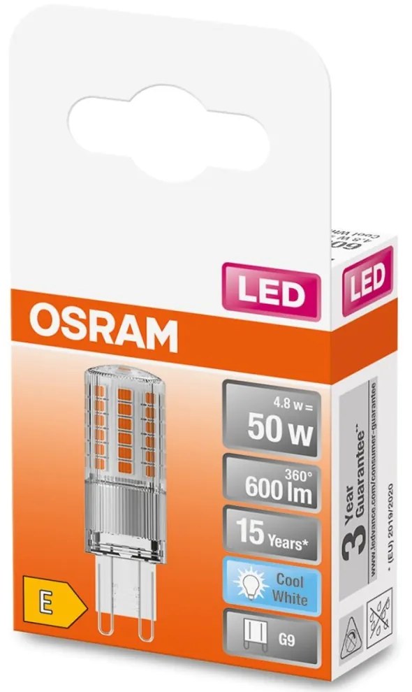 LED žiarovka G9 s päticou 4,8W = 50W 600lm 4000K Neutrálna 300° OSRAM STAR