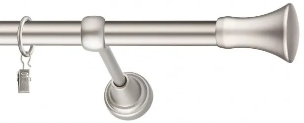 Dekorstudio Chrómová matná jednoradová garniža MONACO 19mm Dĺžka: 160cm, Typ uchytenia: Držiak modern, Typ príslušenstva: Krúžky tiché so štipcami
