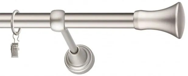 Dekorstudio Chrómová matná jednoradová garniža MONACO 19mm Dĺžka: 180cm, Typ uchytenia: Držiak modern, Typ príslušenstva: Krúžky tiché so štipcami
