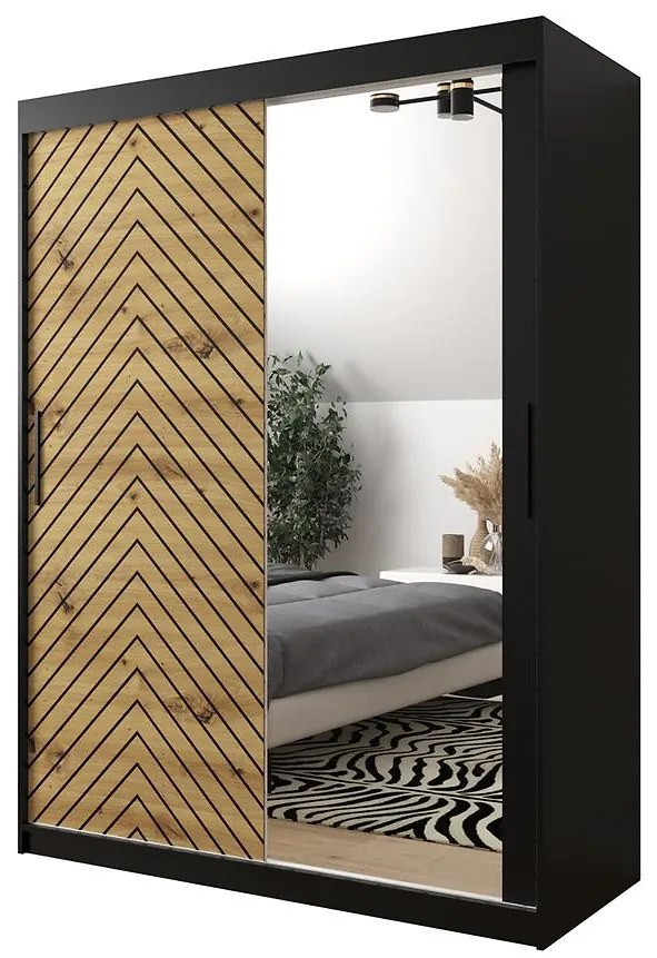 Skriňa Jodełka 2 150 čierna/dub Artisan/čierna