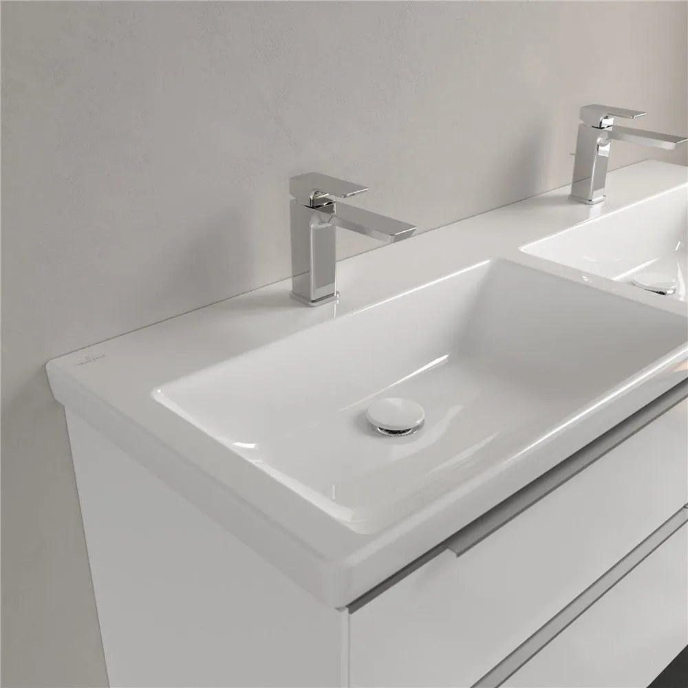 VILLEROY &amp; BOCH Subway 3.0 dvojumývadlo na skrinku s dvomi otvormi, bez prepadu, 1300 x 470 mm, biela alpská, 4A71D101