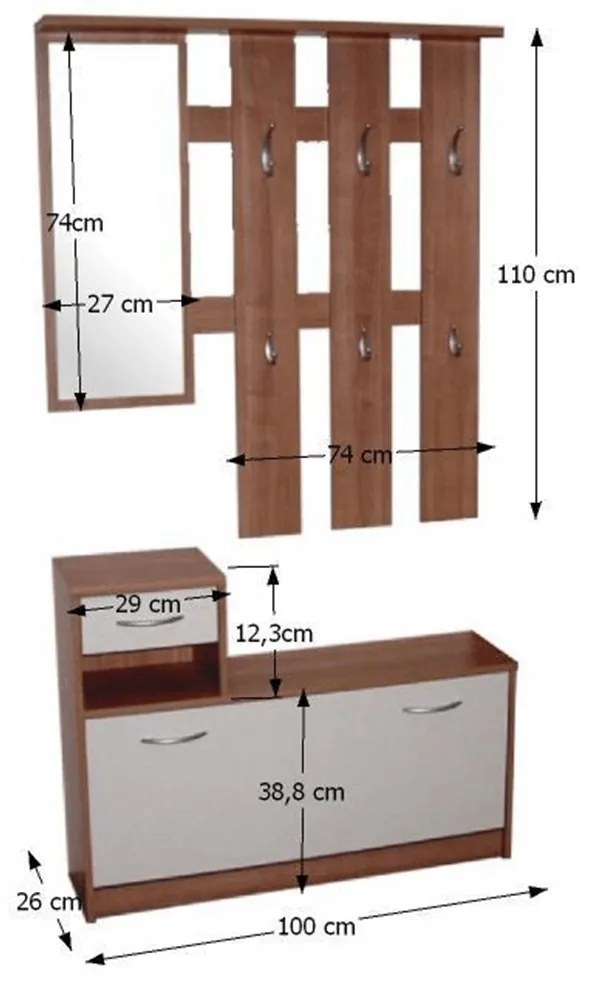 Predsieňová zostava Molton (wenge + biela) . Vlastná spoľahlivá doprava až k Vám domov. 1064016