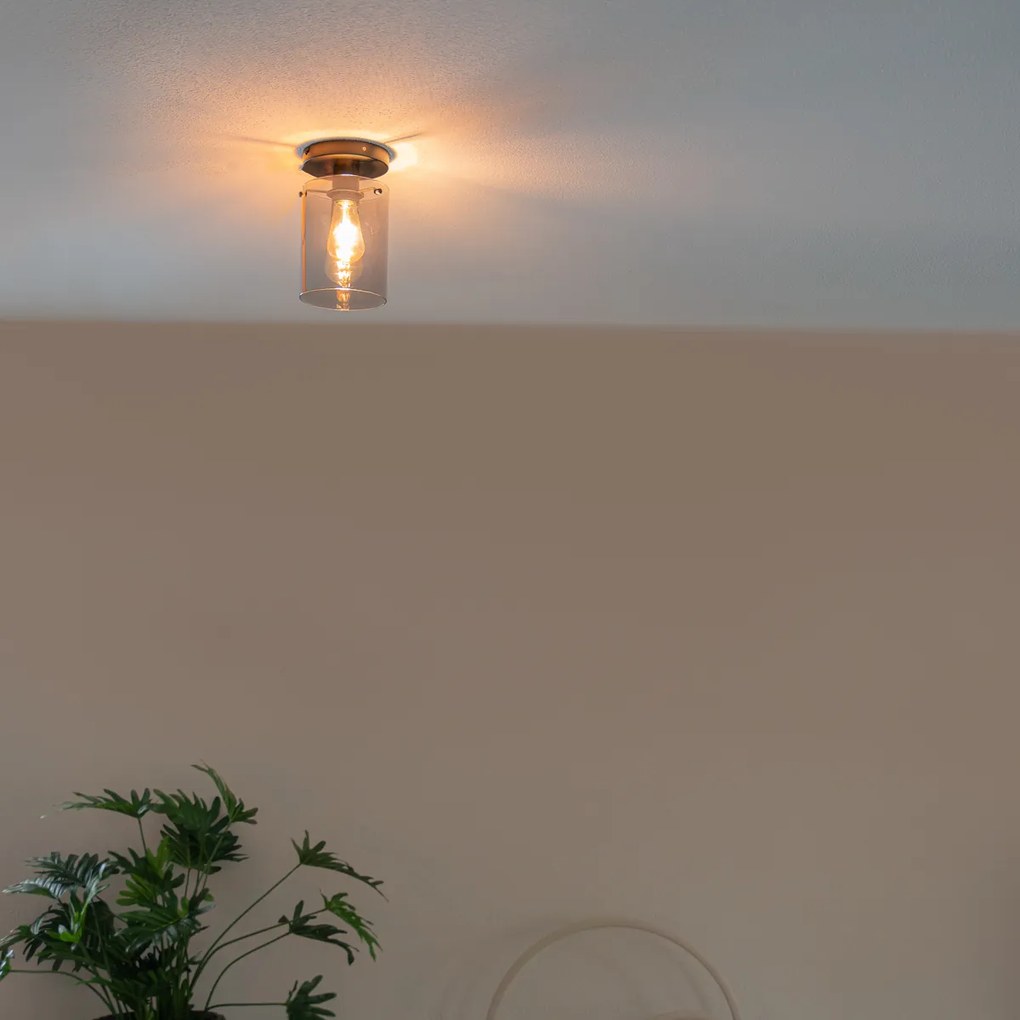 Inteligentné stropné svietidlo čierne s dymovým sklom vrátane Wifi ST64 - Dome