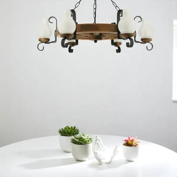 Brilagi - Luster na reťazi ROATA 6xE14/40W/230V, priemer 70 cm, buk