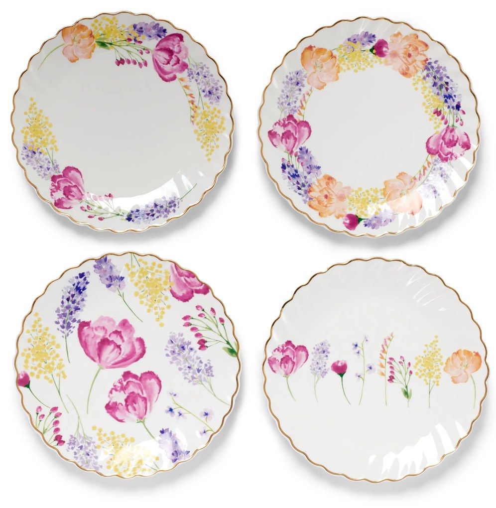 Dezertné taniere s lesklým zlatým dekorom, 4 ks