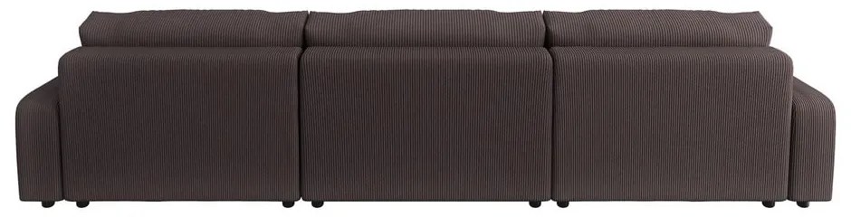 Hnedá menčestrová rozkladacia/s úložným priestorom rohová pohovka Sara – Ropez