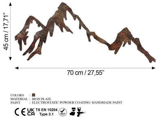 Nástenná dekorácia 45x70 cm hory kov