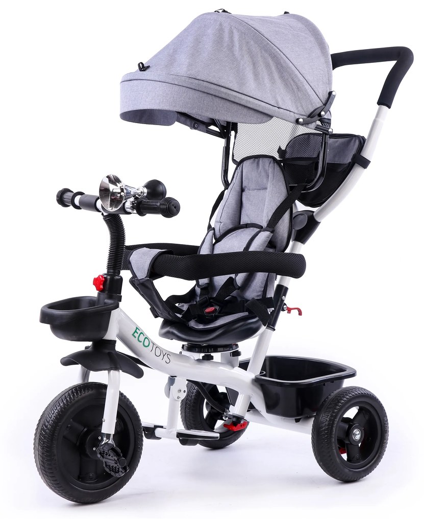 Sivá trojkolka s otočným sedadlom 360°, Ecotoys