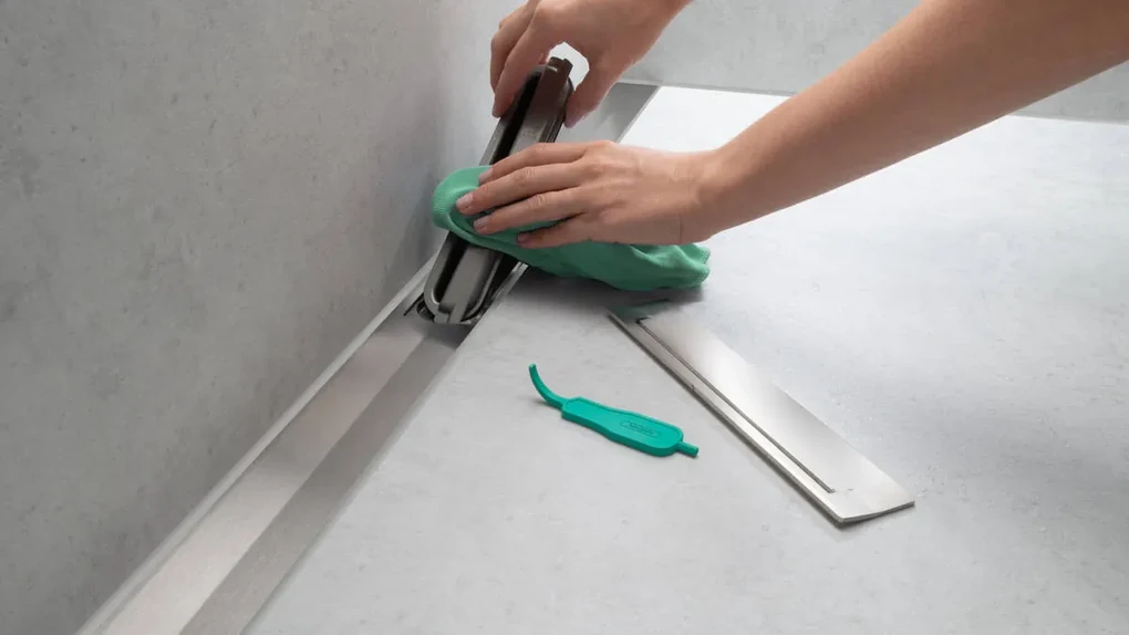 Hansgrohe RainDrain Flex, vrchná sada sprchového žľabu 1200, skracovateľný, pre inštaláciu ku stene, kartáčovaná nerezová oceľ, HAN-56054800