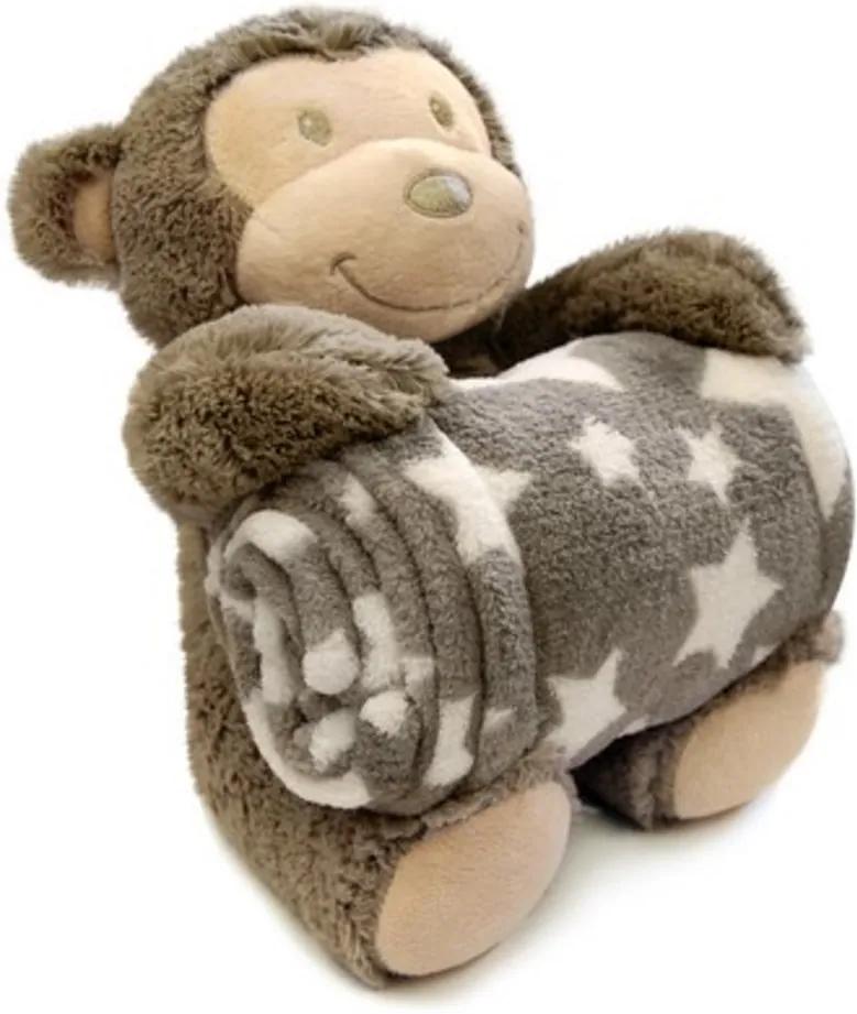Detská deka s plyšovou opičkou STM 07 - hnedá