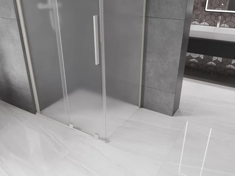 Mexen Velar, sprchový kút s posuvnými dverami 110 x 90 cm, 8mm sklo námraza, brúsená oceľ, 871-110-090-31-97