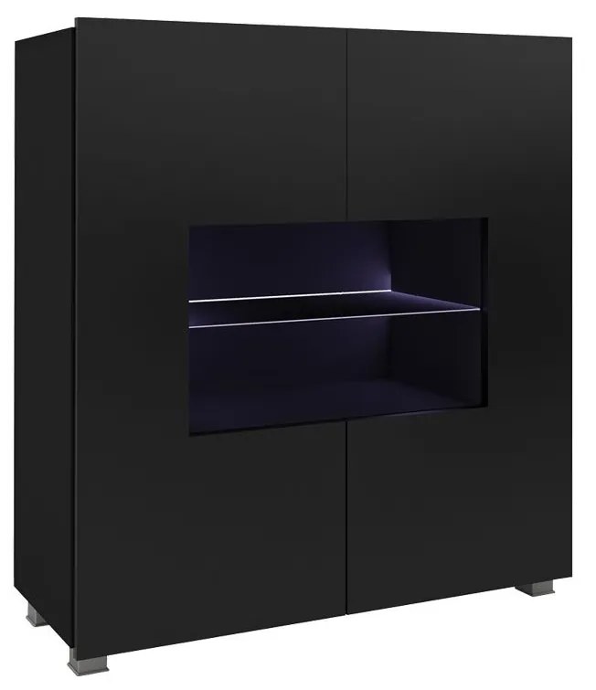 Komoda Bralani BR01, Farby: biela / biely lesk, Osvetlenie: osvetlenie LED modré